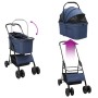 Carrito Plegable para Mascotas Ajustable Azul 81 x 47 x 99 cm