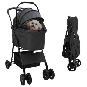 Carrito Plegable para Mascotas Ajustable Negro 81 x 47 x 99 cm