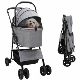 Carrito Plegable para Mascotas Ajustable Gris 81 x 47 x 99 cm
