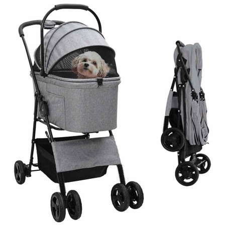Carrito Plegable para Mascotas Ajustable Gris 81 x 47 x 99 cm