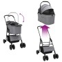 Carrito Plegable para Mascotas Ajustable Gris 81 x 47 x 99 cm