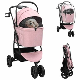 Carrito Plegable para Mascotas Ajustable Rosa 78 x 54 x 101 cm