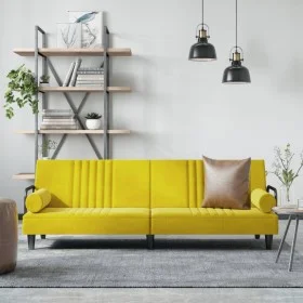 Sofá cama con reposabrazos terciopelo amarillo by vidaXL, Sofas - Ref: Foro24-351899, Price: 259,11 €, Discount: %