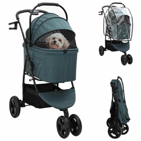 Carrito Plegable para Mascotas Ajustable Verde 78 x 54 x 101 cm