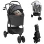 Carrito Plegable para Mascotas Ajustable Negro 78 x 54 x 101 cm