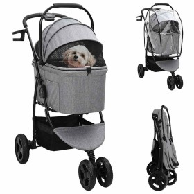 Carrito Plegable para Mascotas Ajustable Gris 78 x 54 x 101 cm