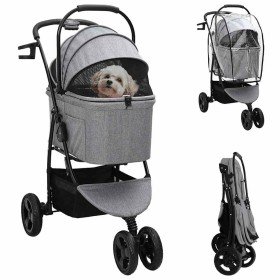 Carrito Plegable para Mascotas Ajustable Gris 78 x 54 x 101 cm