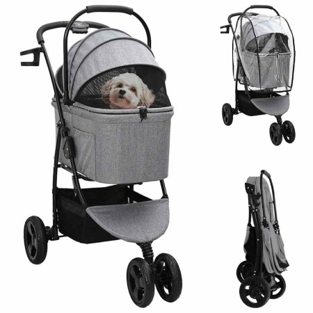 Carrito Plegable para Mascotas Ajustable Gris 78 x 54 x 101 cm