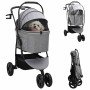 Carrito Plegable para Mascotas Ajustable Gris 78 x 54 x 101 cm