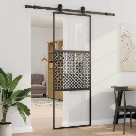 Puerta deslizante Negro 76 x 205 cm Vidrio templado y aluminio