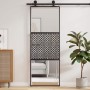 Puerta deslizante Negro 76 x 205 cm Vidrio templado y aluminio