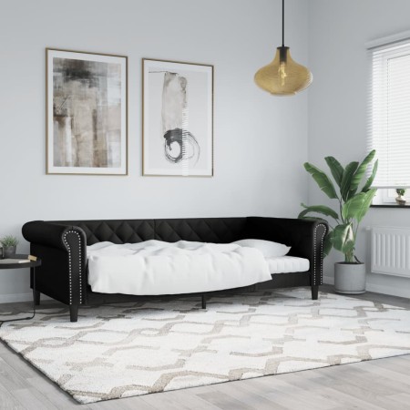 Black synthetic leather sofa bed 90x200 cm by vidaXL, Beds and slatted bases - Ref: Foro24-354226, Price: 214,94 €, Discount: %