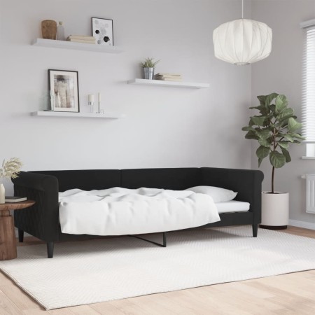 Black velvet sofa bed 90x200 cm by vidaXL, Beds and slatted bases - Ref: Foro24-354248, Price: 191,13 €, Discount: %