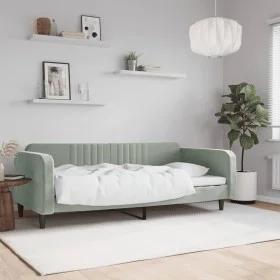 Light gray velvet sofa bed 90x200 cm by vidaXL, Beds and slatted bases - Ref: Foro24-354086, Price: 186,33 €, Discount: %