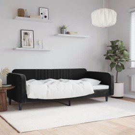 Sofá cama terciopelo negro 90x200 cm de vidaXL, Camas y somieres - Ref: Foro24-354090, Precio: 185,18 €, Descuento: %