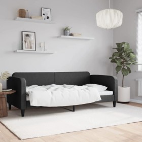 Sofá cama tela negro 90x200 cm