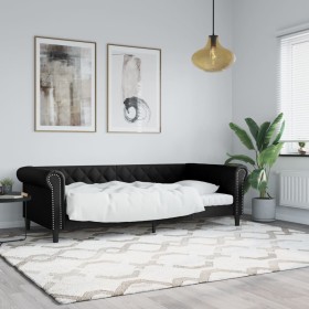 Sofá cama cuero sintético negro 80x200 cm