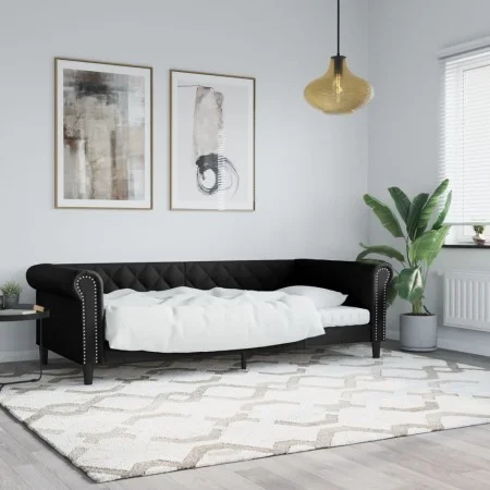Sofá cama cuero sintético negro 80x200 cm de vidaXL, Camas y somieres - Ref: Foro24-354222, Precio: 206,45 €, Descuento: %
