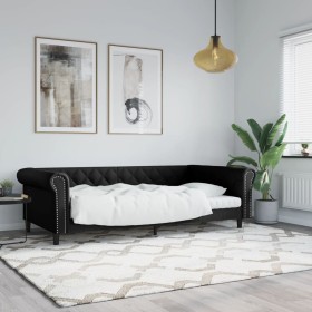 Black synthetic leather sofa bed 100x200 cm by vidaXL, Beds and slatted bases - Ref: Foro24-354230, Price: 237,61 €, Discount: %