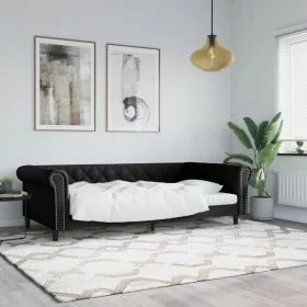 Black synthetic leather sofa bed 100x200 cm by vidaXL, Beds and slatted bases - Ref: Foro24-354230, Price: 219,81 €, Discount: %