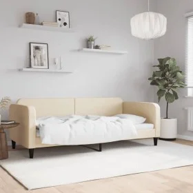 Cream fabric sofa bed 90x200 cm by vidaXL, Beds and slatted bases - Ref: Foro24-354037, Price: 182,63 €, Discount: %