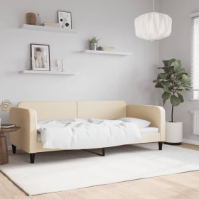 Sofá cama tela color crema 90x200 cm