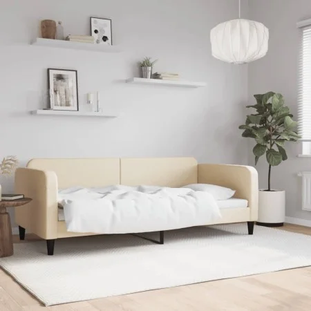 Cream fabric sofa bed 90x200 cm by vidaXL, Beds and slatted bases - Ref: Foro24-354037, Price: 182,63 €, Discount: %