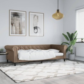 Sofá cama cuero sintético color capuchino 90x200 cm