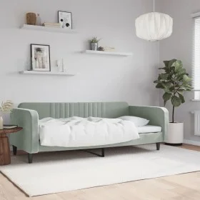 Light gray velvet sofa bed 100x200 cm by vidaXL, Beds and slatted bases - Ref: Foro24-354093, Price: 193,25 €, Discount: %