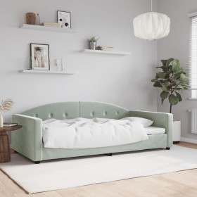 Sofá cama terciopelo gris claro 100x200 cm