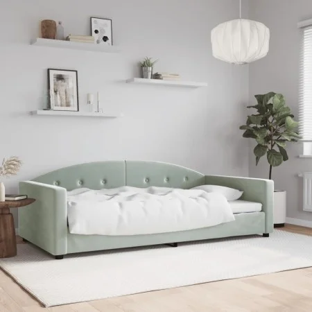 Hellgraues Samtschlafsofa 100x200 cm von vidaXL, Betten und Lattenroste - Ref: Foro24-354143, Preis: 194,75 €, Rabatt: %