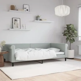 Light gray velvet sofa bed 100x200 cm by vidaXL, Beds and slatted bases - Ref: Foro24-354251, Price: 195,19 €, Discount: %