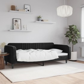 Sofá cama terciopelo negro 100x200 cm