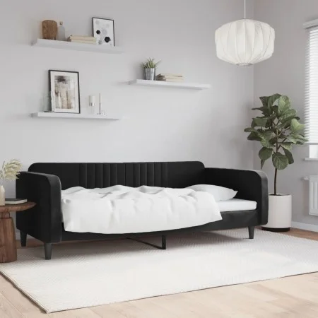 Schlafsofa aus schwarzem Samt, 100 x 200 cm von vidaXL, Betten und Lattenroste - Ref: Foro24-354097, Preis: 189,86 €, Rabatt: %
