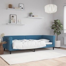 Sofá cama terciopelo azul 90x200 cm