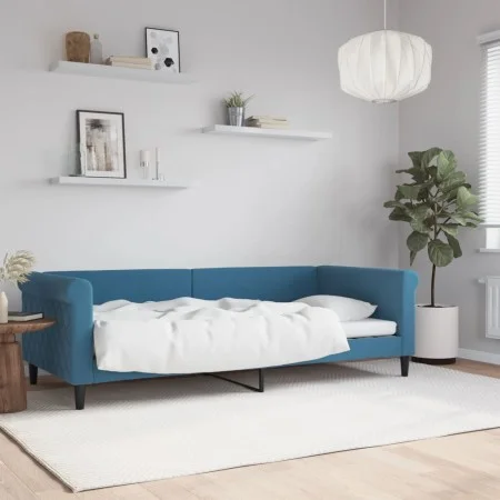 Sofá cama terciopelo azul 90x200 cm de vidaXL, Camas y somieres - Ref: Foro24-354243, Precio: 186,41 €, Descuento: %