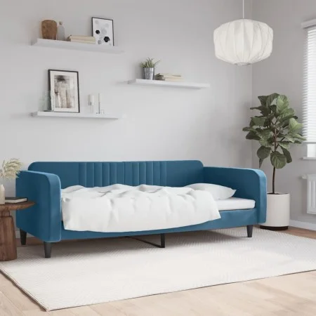 Sofá cama terciopelo azul 90x200 cm de vidaXL, Camas y somieres - Ref: Foro24-354085, Precio: 183,51 €, Descuento: %