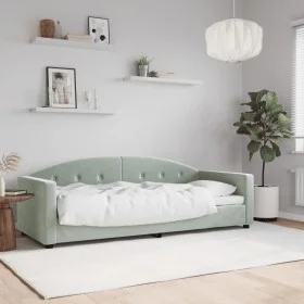 Light gray velvet sofa bed 80x200 cm by vidaXL, Beds and slatted bases - Ref: Foro24-354129, Price: 182,18 €, Discount: %