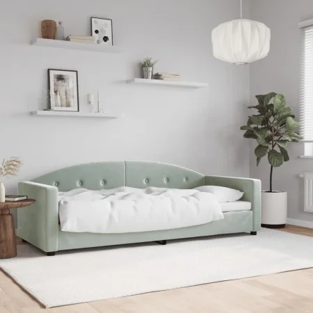 Light gray velvet sofa bed 80x200 cm by vidaXL, Beds and slatted bases - Ref: Foro24-354129, Price: 182,14 €, Discount: %