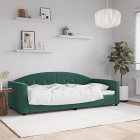 Sofá cama terciopelo verde oscuro 90x200 cm