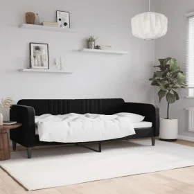 Black velvet sofa bed 80x200 cm by vidaXL, Beds and slatted bases - Ref: Foro24-354083, Price: 179,67 €, Discount: %
