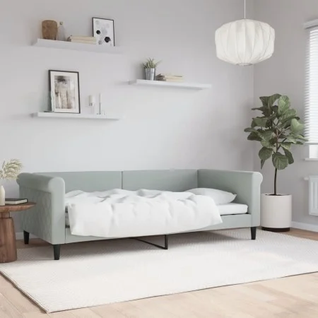 Hellgraues Samtschlafsofa 90x190 cm von vidaXL, Betten und Lattenroste - Ref: Foro24-354257, Preis: 187,08 €, Rabatt: %