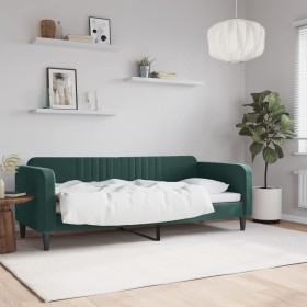 Sofá cama terciopelo verde oscuro 80x200 cm