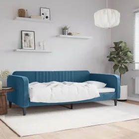 Blaues Samtschlafsofa 100x200 cm von vidaXL, Betten und Lattenroste - Ref: Foro24-354092, Preis: 192,18 €, Rabatt: %