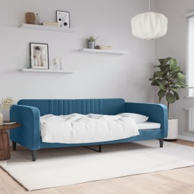 Blue velvet sofa bed 100x200 cm by vidaXL, Beds and slatted bases - Ref: Foro24-354092, Price: 196,03 €, Discount: %