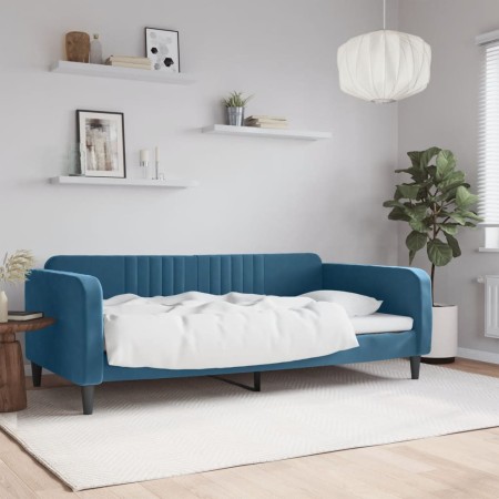 Sofá cama terciopelo azul 100x200 cm de vidaXL, Camas y somieres - Ref: Foro24-354092, Precio: 196,03 €, Descuento: %