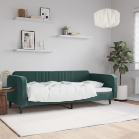 Sofá cama terciopelo verde oscuro 100x200 cm