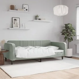 Light gray velvet sofa bed 90x190 cm by vidaXL, Beds and slatted bases - Ref: Foro24-354099, Price: 177,16 €, Discount: %