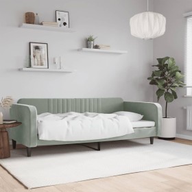 Sofá cama terciopelo gris claro 90x190 cm