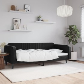 Sofá cama terciopelo negro 90x190 cm de vidaXL, Camas y somieres - Ref: Foro24-354101, Precio: 179,98 €, Descuento: %